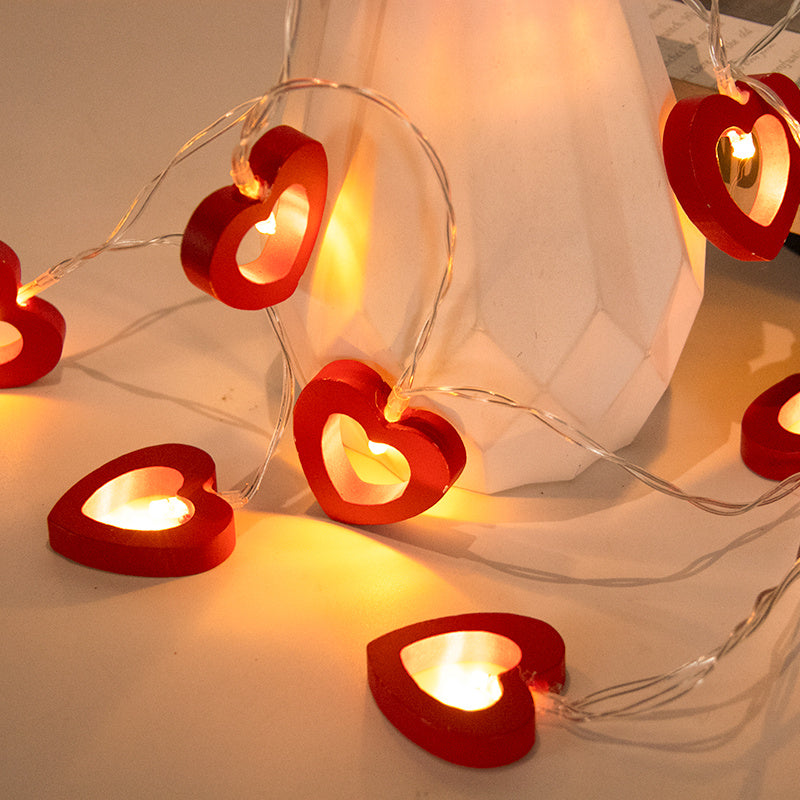 Love Heart String Lights Valentine's Day Wood Light