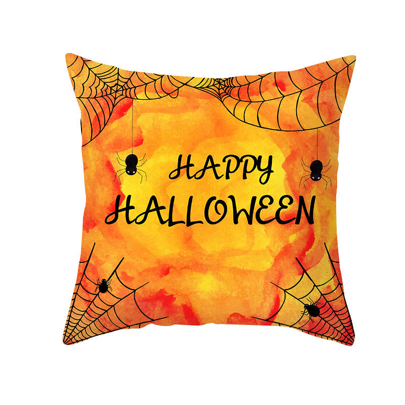 Halloween Pumpkin Letter Fleece Cushion Cover