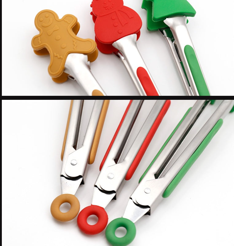 Silicone Food Clip Stainless Steel Christmas