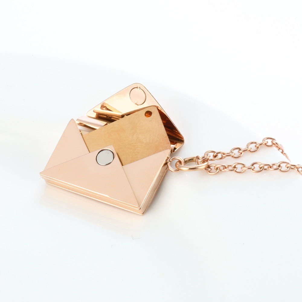 Peach Heart Envelope Necklace Couple Female Jewelry Gift