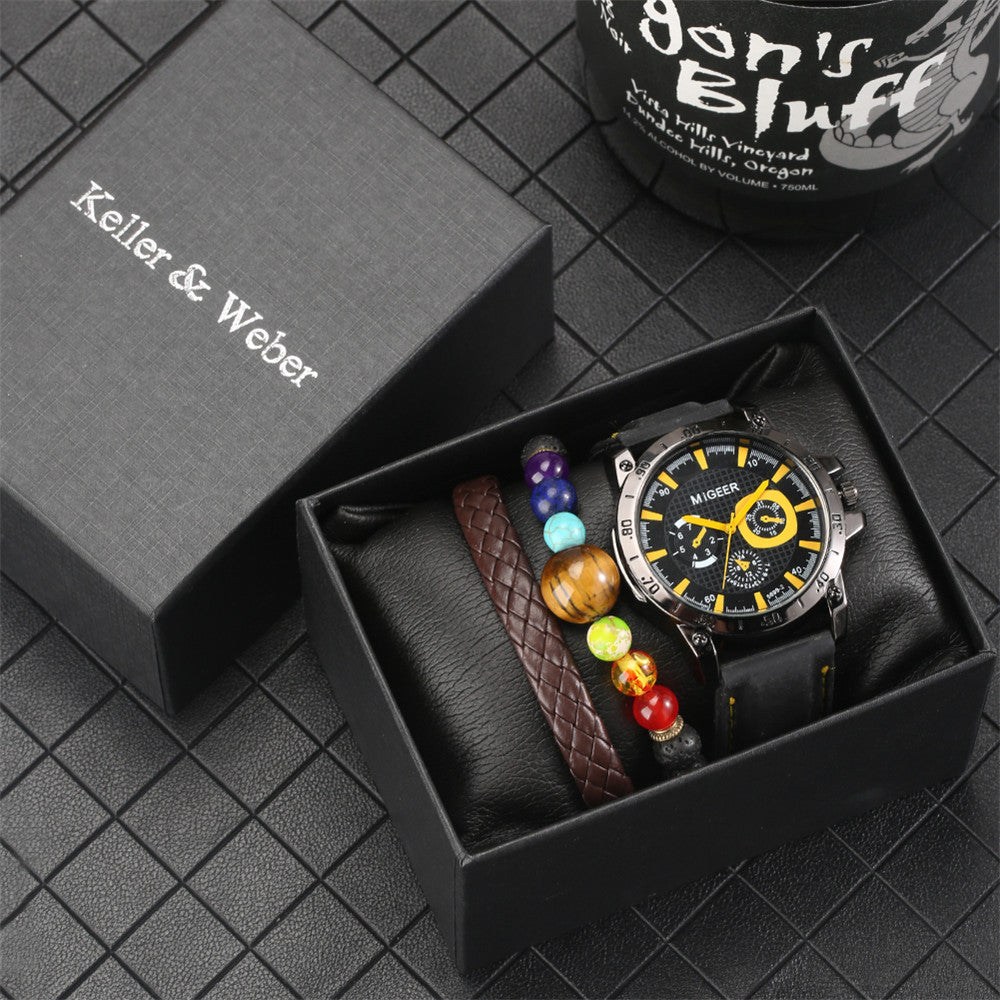 Men's Gift Box Watch Bracelet Set