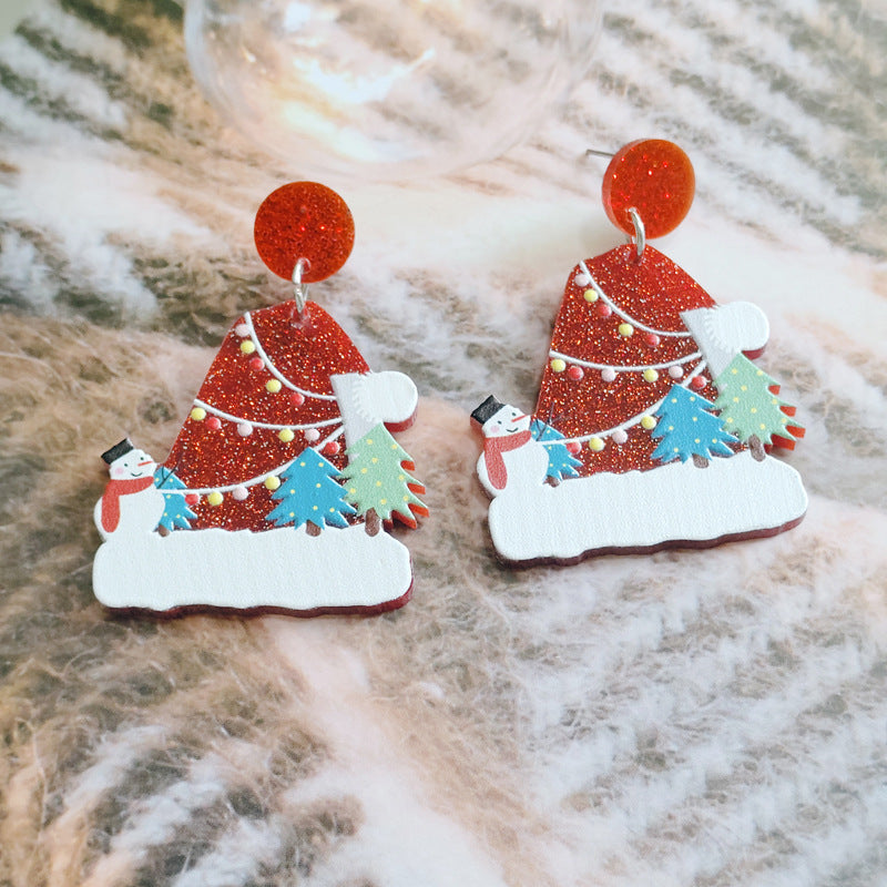 Sweet Christmas Tree Earrings With Rhinestones New Fashion