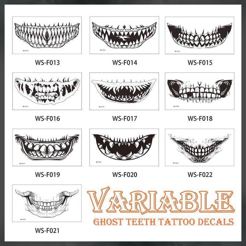 Halloween Mouth Teeth Tattoo Stickers Waterproof