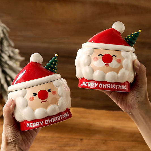 Creative Christmas Ceramic Cup With Cover Spoon Large Capacity