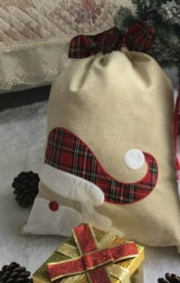 Christmas Gift Old Man Elk Ribbon Drawstring Bag Candy Bag