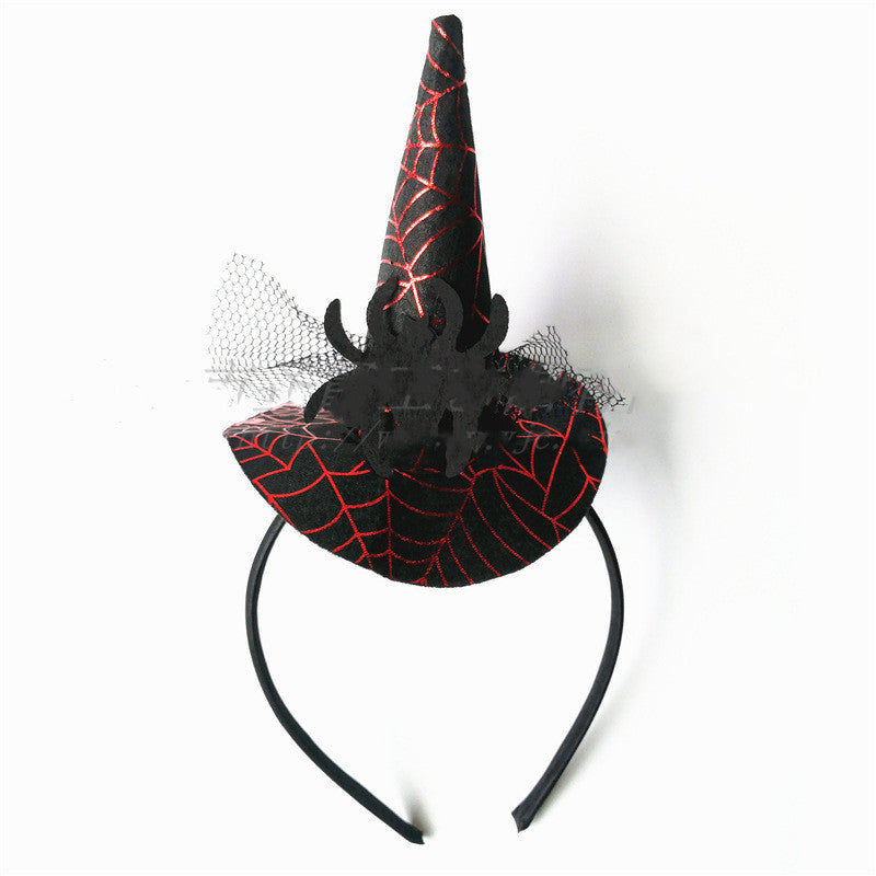 Halloween Witch Headband Spider Skull Witch Hat Decoration Supplies Bat Headdress