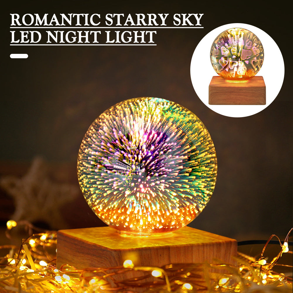 USB 3D Firework Crystals Ball Night Light  Plug In Romantic Star