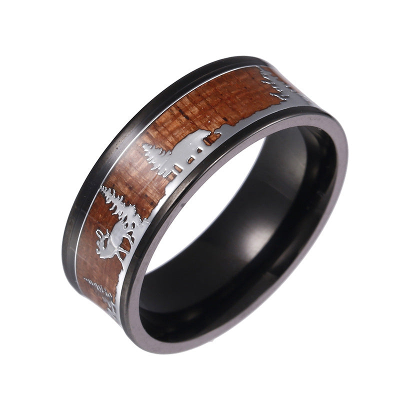 Unisex Christmas Gift Elk Titanium Ring