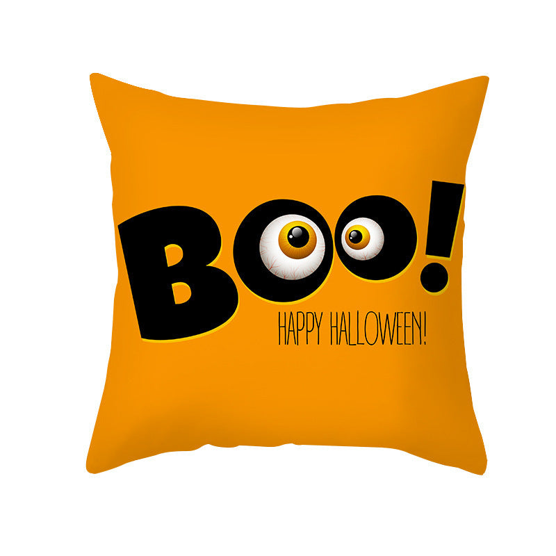 Halloween Pumpkin Letter Fleece Cushion Cover