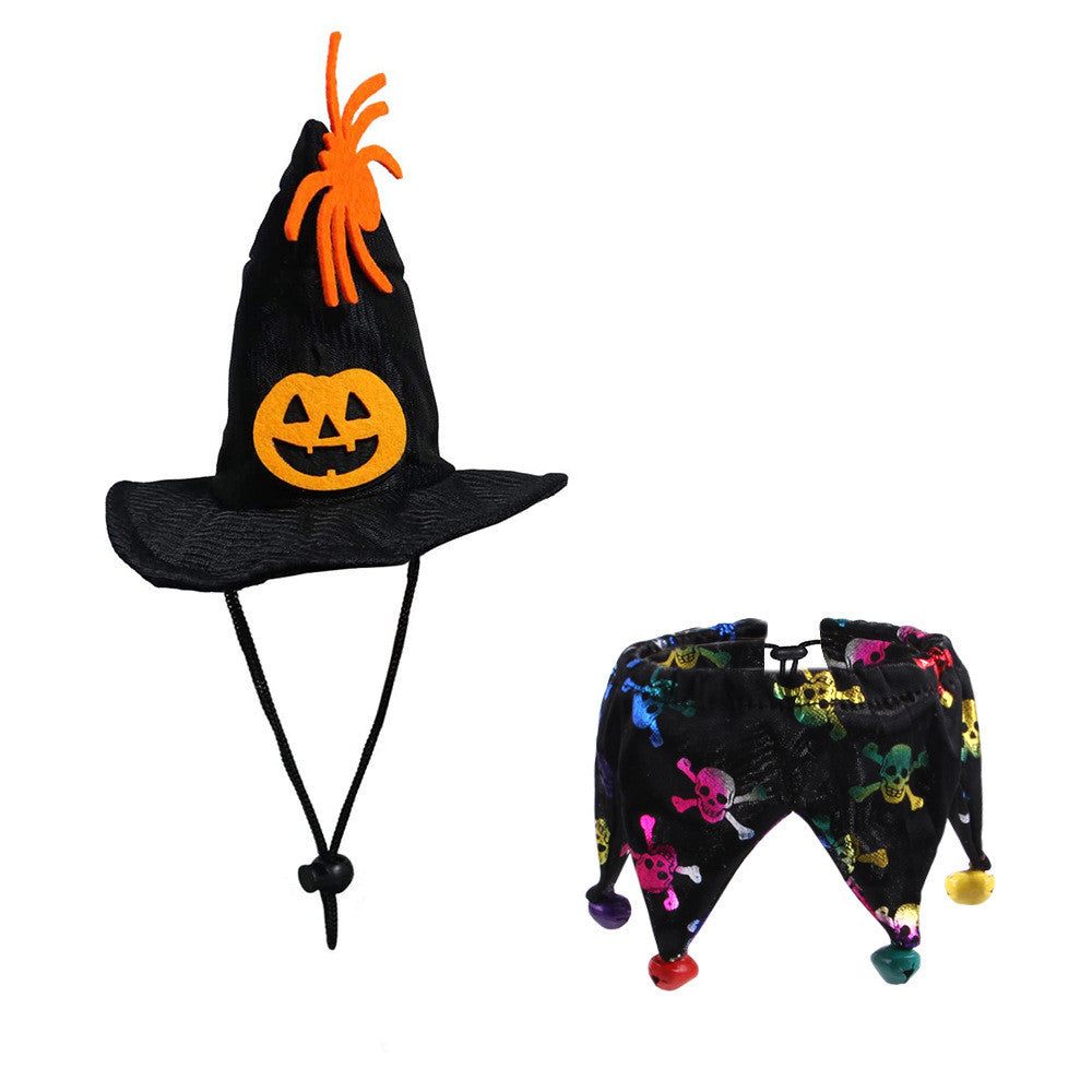 Halloween Hat And Scarf Set Skull Pattern Cat Cape Hat Set