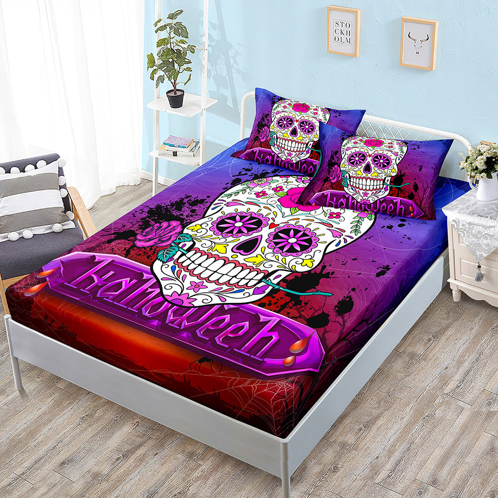 Halloween Skull Three-Piece Fitted Bedding