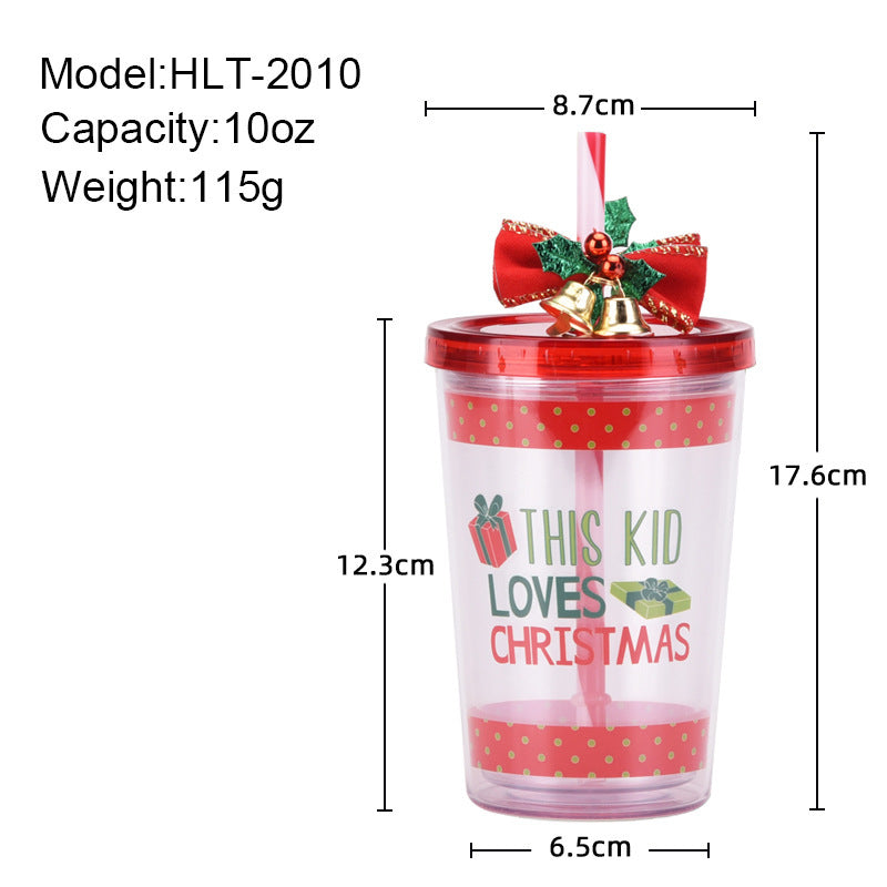 Christmas Double Layer Plastic Drinking Straw