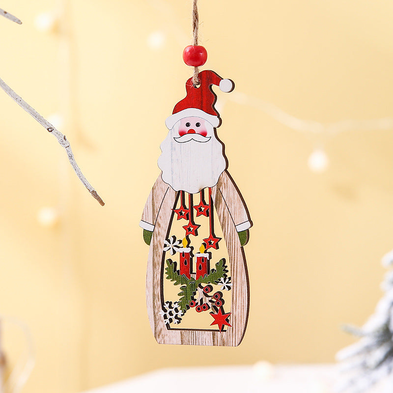 Christmas Supplies Wooden Hollow Long Pendant