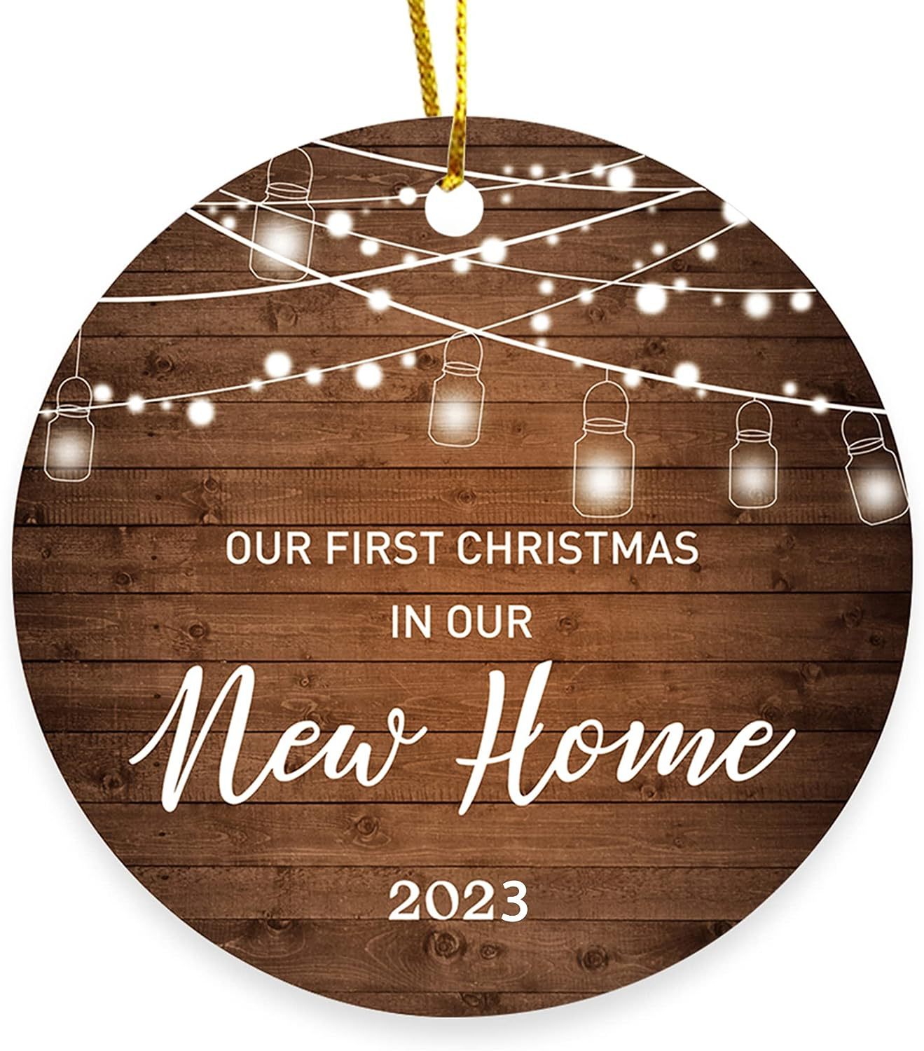 Christmas Round Wooden Plaque Hanging Decoration Cross-border