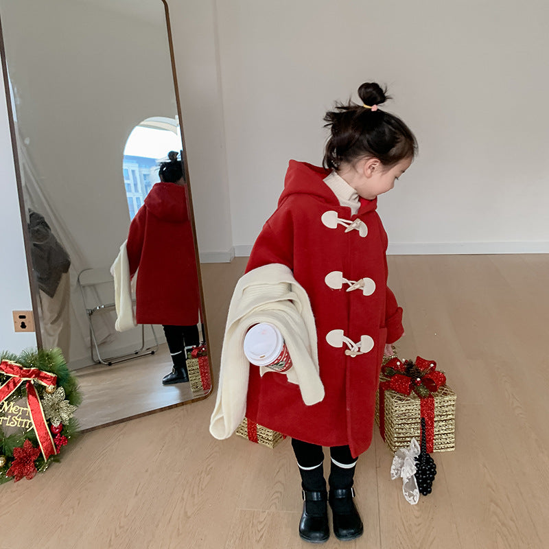 Children's New Year Quilted Horn Button Coat