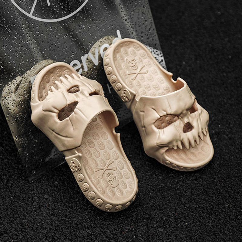 Personalized Skull Design Halloween Slippers Bathroom