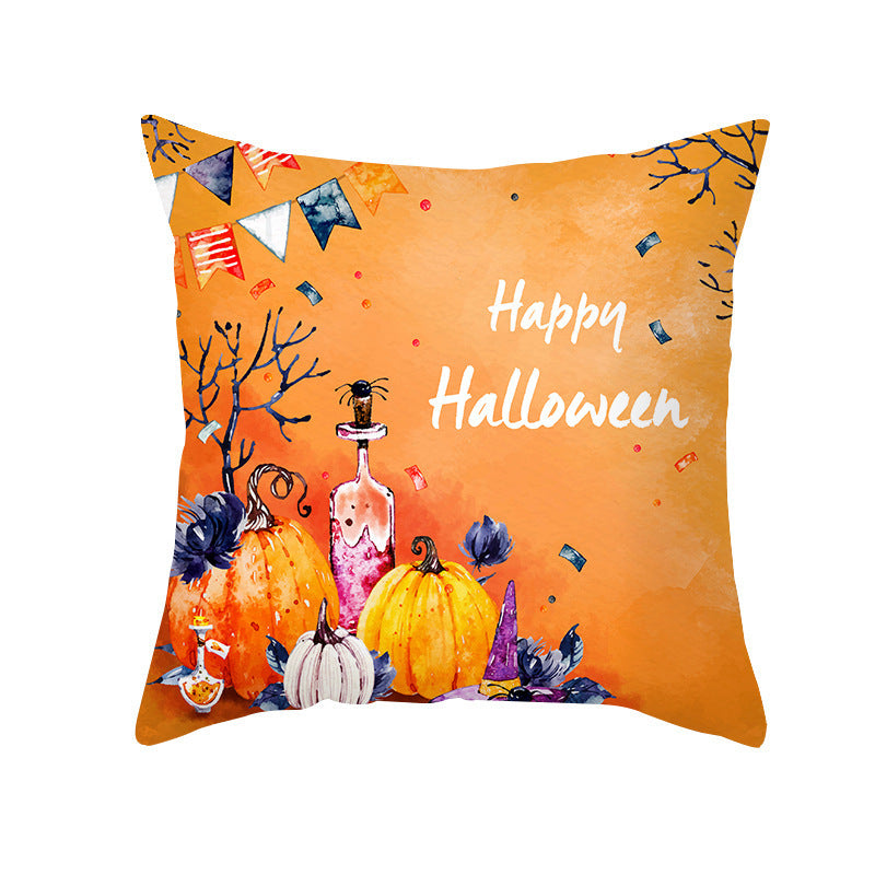 Halloween Pumpkin Letter Fleece Cushion Cover