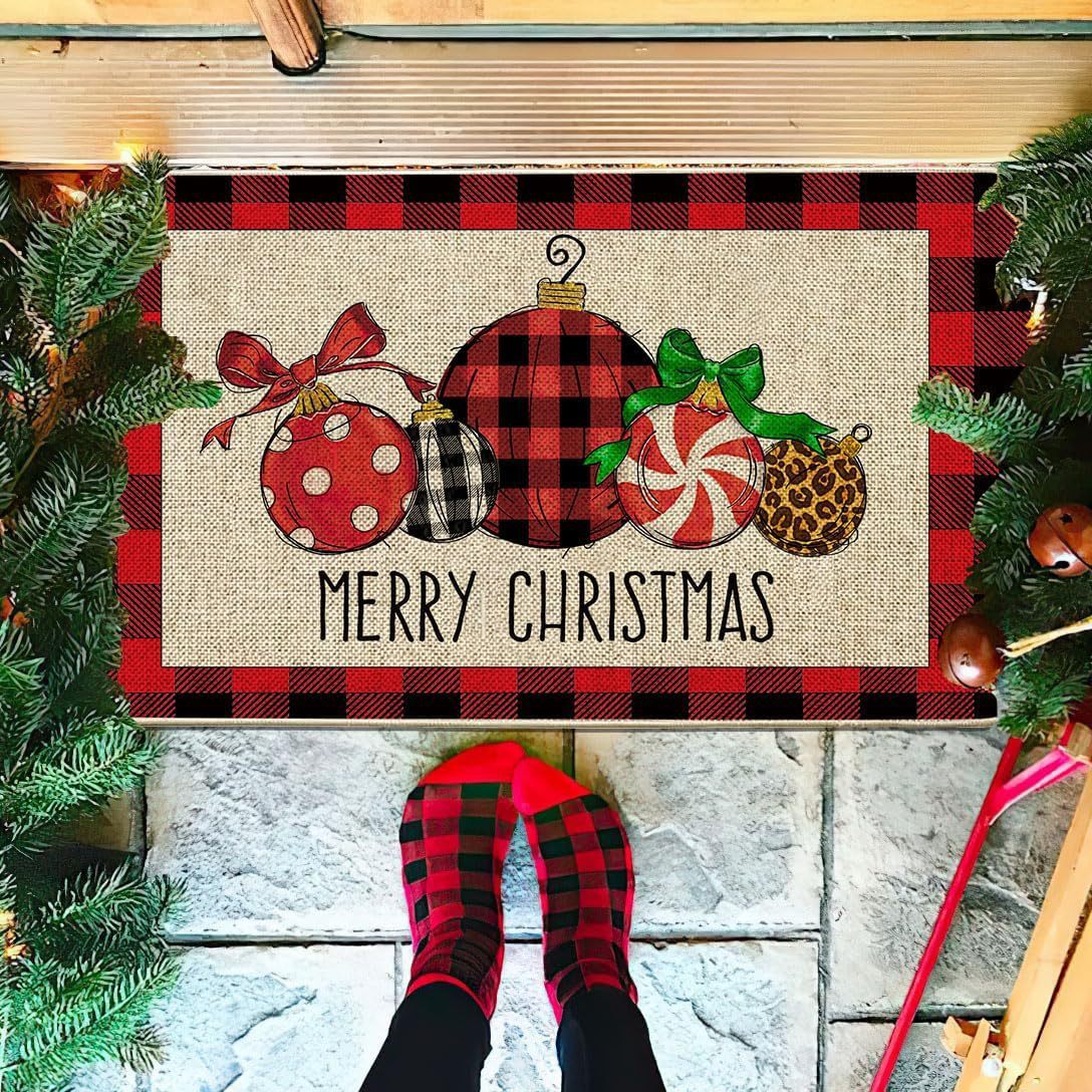 Country Striped Christmas Decorative Floor Mat