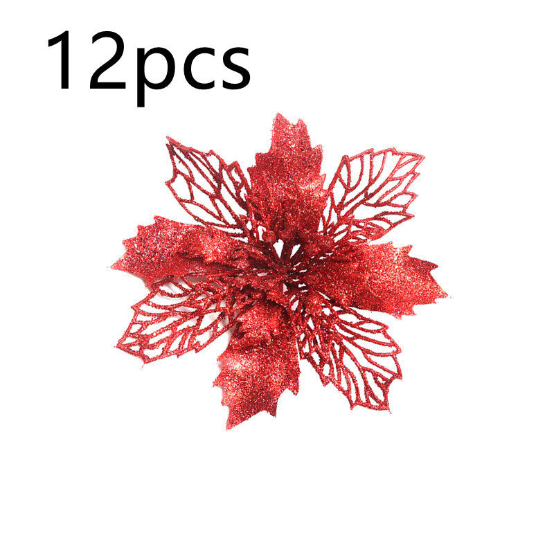 Glitter Artifical Christmas Flowers Christmas Tree Decorations