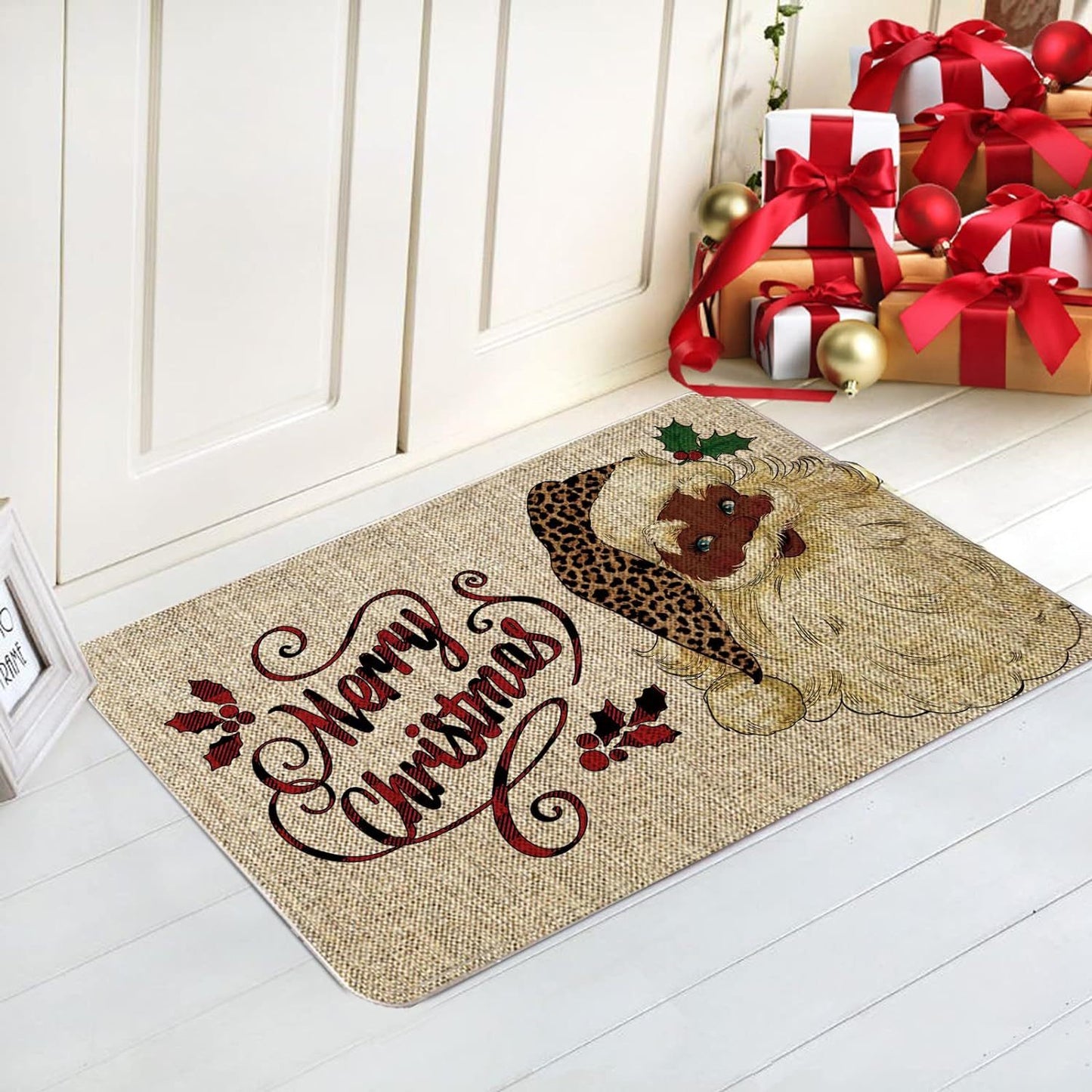 Country Striped Christmas Decorative Floor Mat