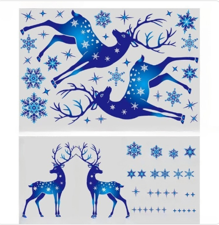 Christmas Elk Snowflake Sticker Decoration Glass Window Kids Room