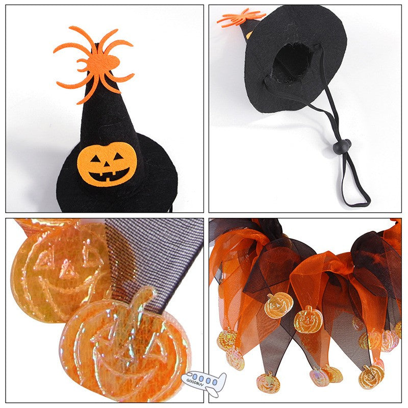 Halloween Collar Children Witch Hat Pet Dog Cat Funny Party Cospl