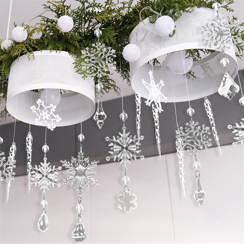 10pcs Christmas Tree Hanging Pendants Acrylic Ice Strip Snow