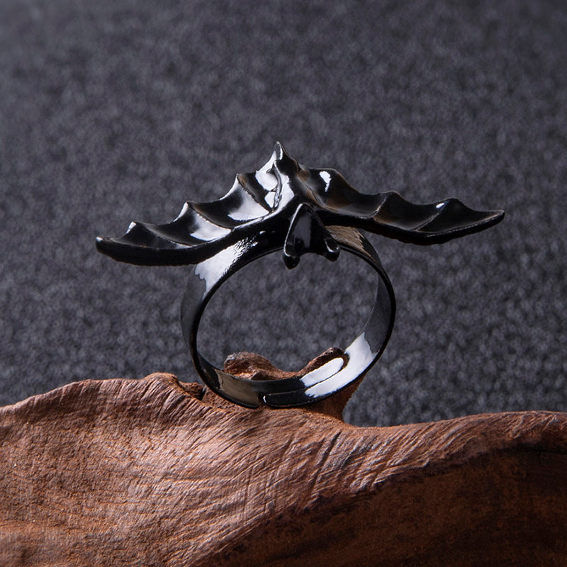 Halloween Black Alloy Vampire Bat Ring