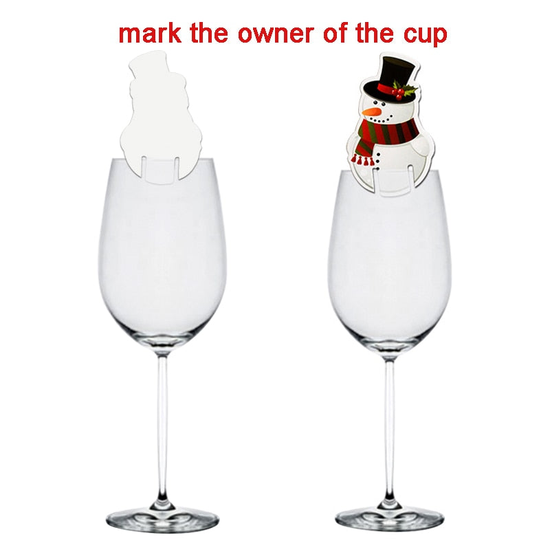 Santa Claus Snowman Tree Wine Glass