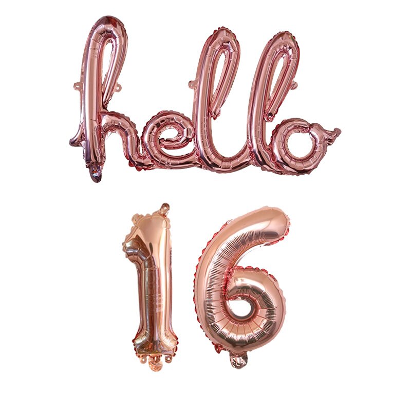 Rose Gold Hello 30 Baby Balloons number Balls Inflatable