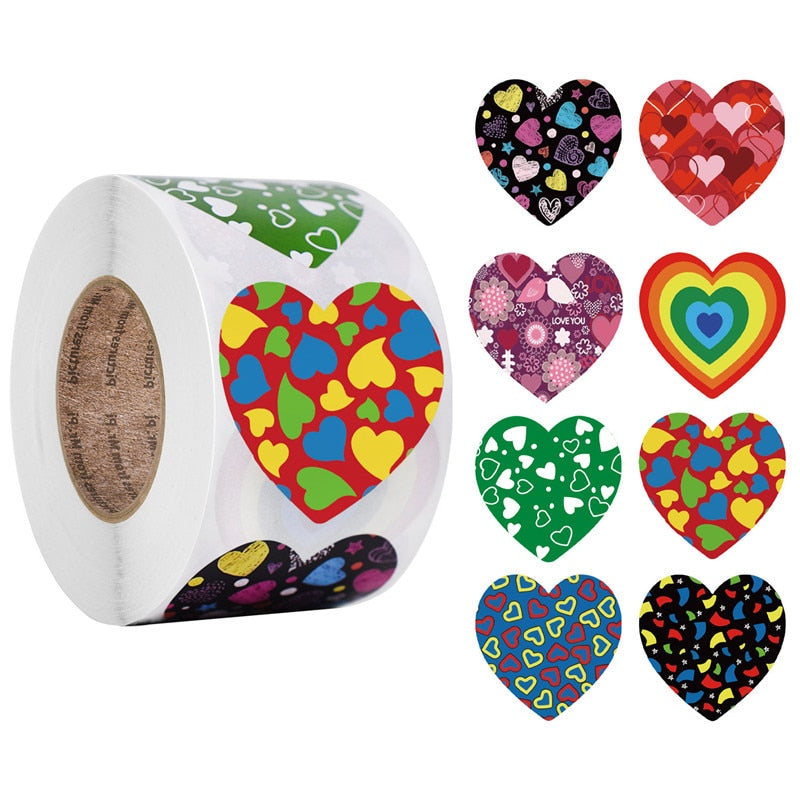 Heart Shape Labels Valentine Day Paper Sticker