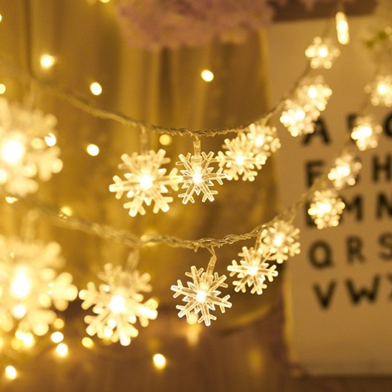 LED Garland Holiday Snowflakes String Fairy Light