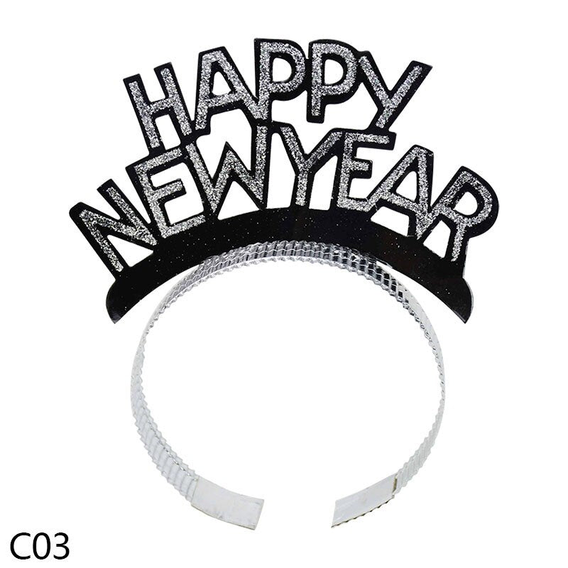 Happy New Year Headband Eve Party New Year Tiaras Hair Clasp