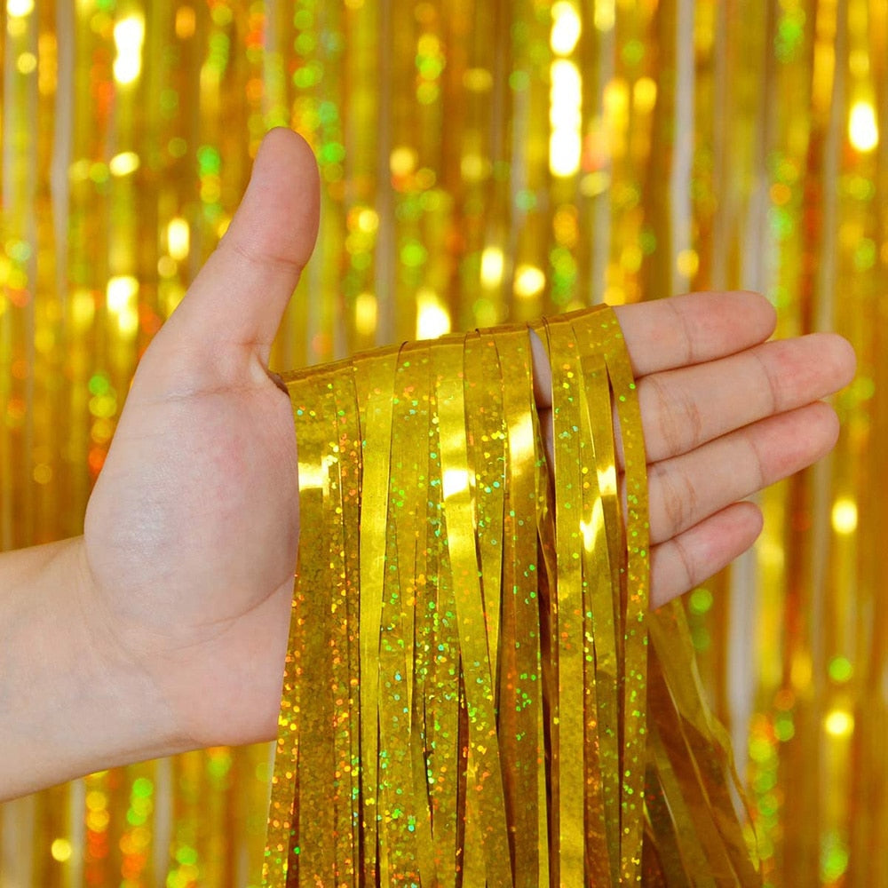 Tinsel Laser Curtain Decoration Party Backdrop