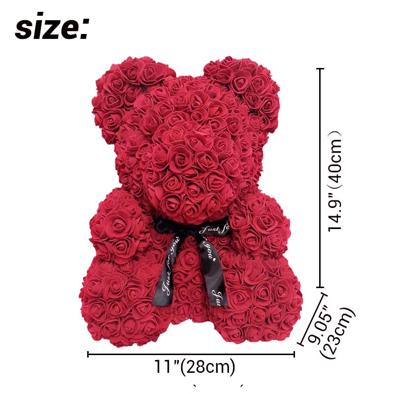 40cm Teddy Bear of Rose Artificial Flowers