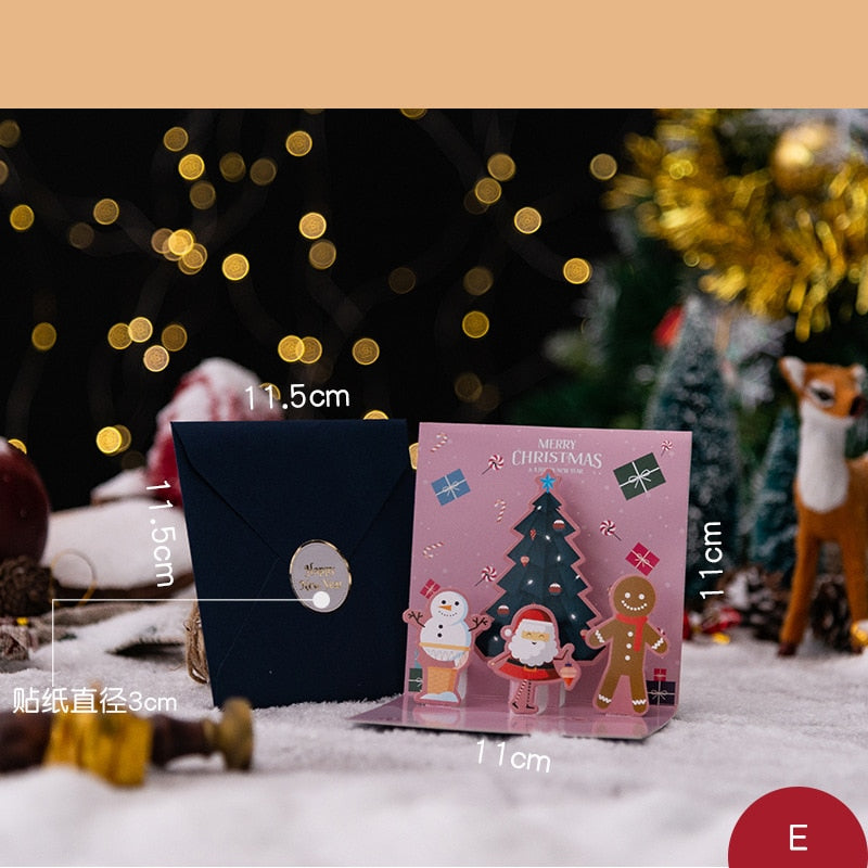 Christmas Card 3D Pop UP Marry Christmas Greeting Cards Party Invitations