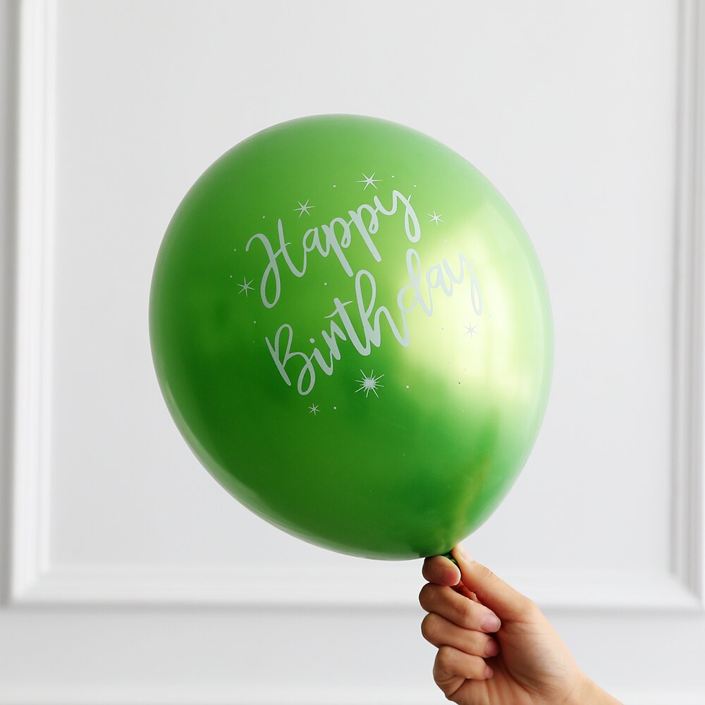Chrome metallic latex balloons happy birthday printed