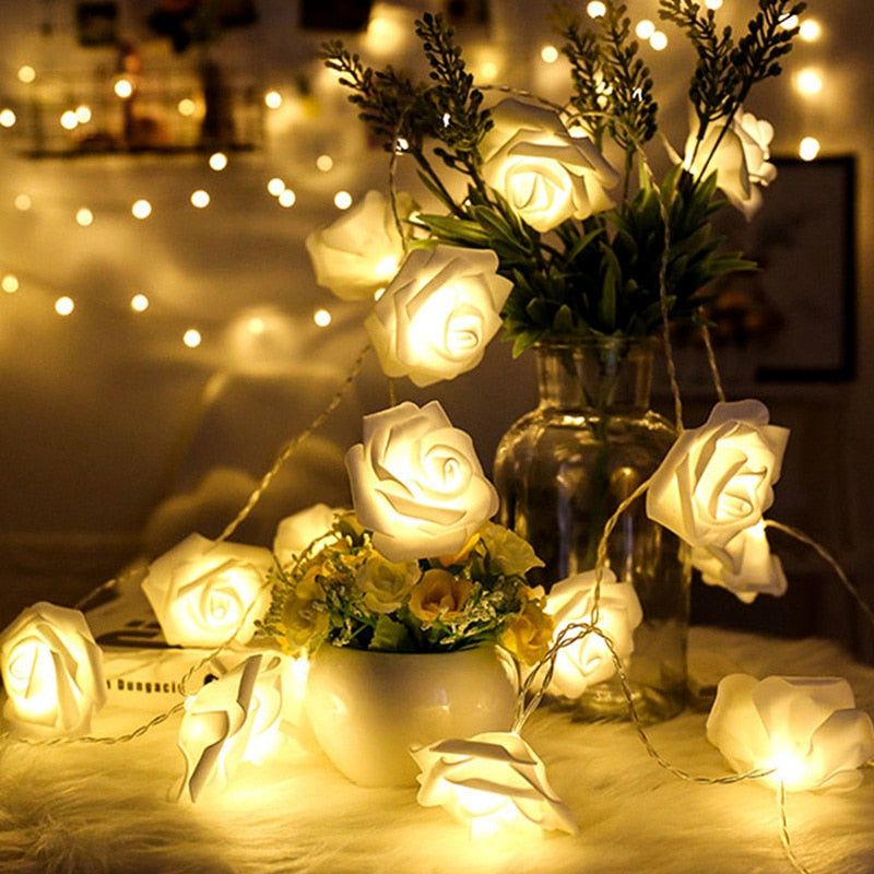 Rose Flower Garland String Light LED Fairy Lights