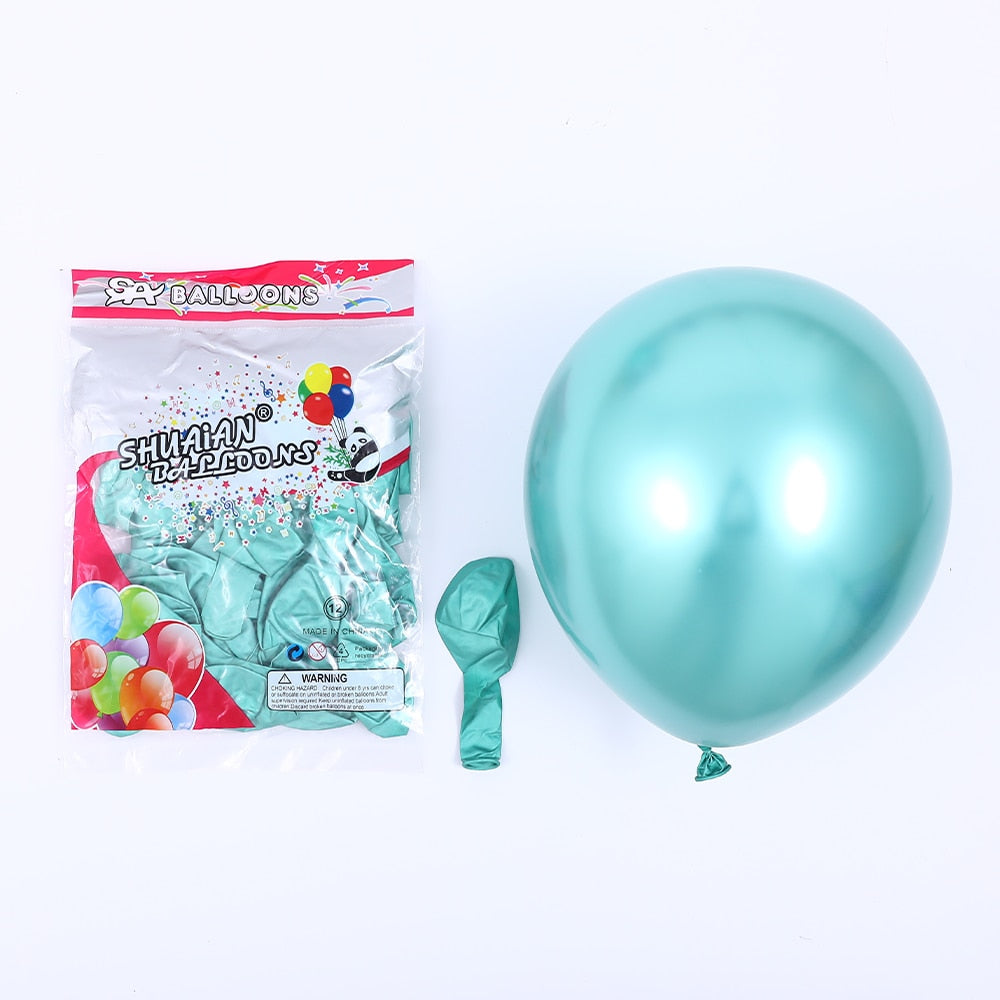 Glossy Metal Pearl Latex Balloons Thick Chrome Metallic