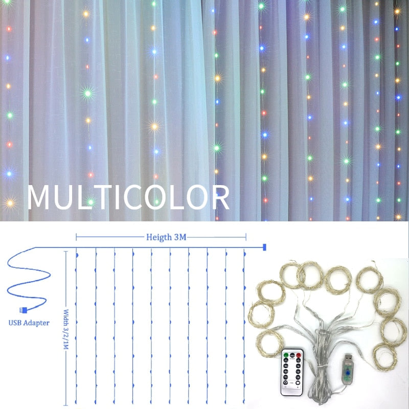 LED Curtain String Garland Rustic Wedding Party Decoration