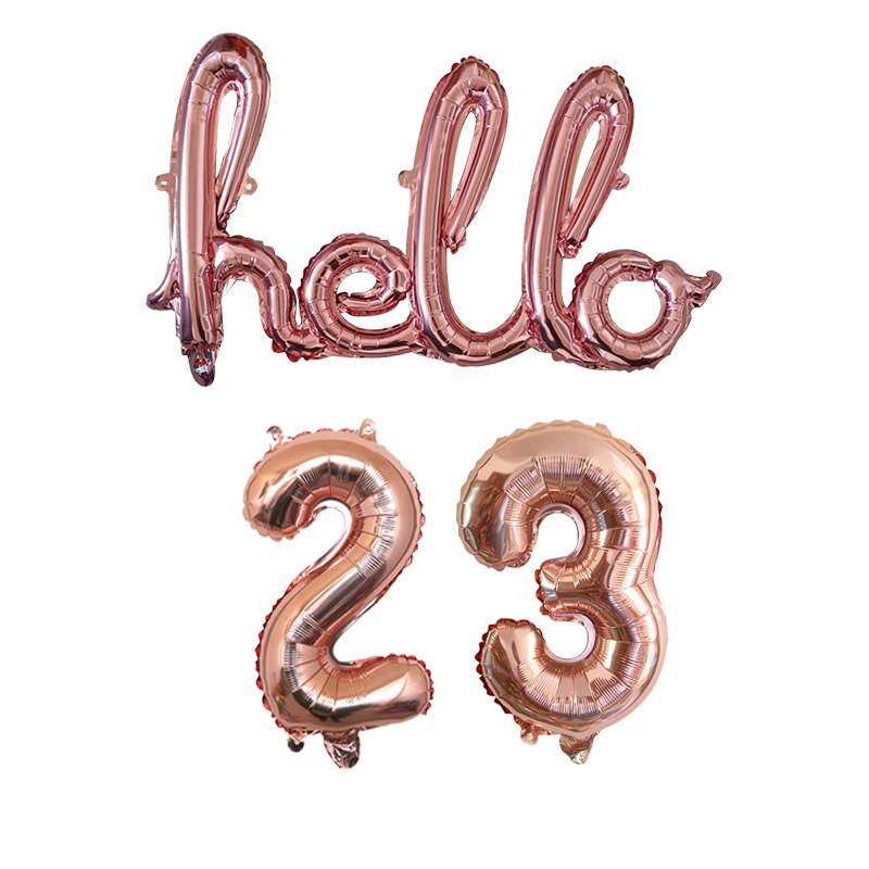 Rose Gold Hello 30 Baby Balloons number Balls Inflatable