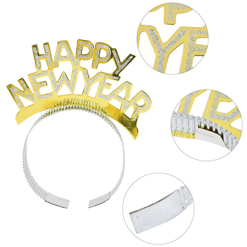 Happy New Year Headband Eve Party New Year Tiaras Hair Clasp