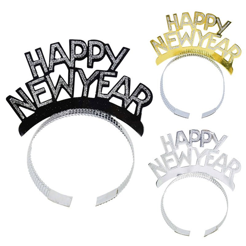 Happy New Year Headband Eve Party New Year Tiaras Hair Clasp