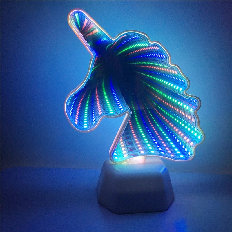 3D LED Night Light Love Heart Lamp Both Sides Mirror