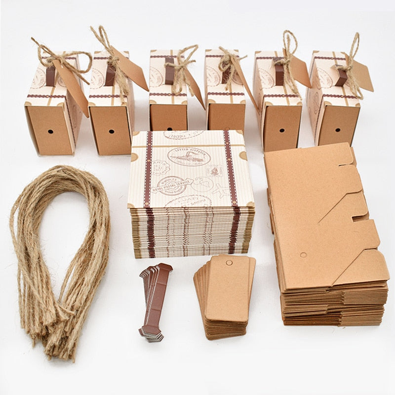 Travel Suitcase Candy Box Kraft Paper Gift Boxes