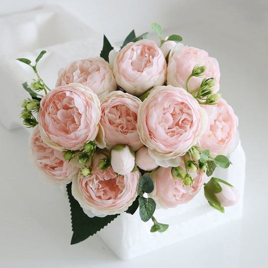 Rose Pink Silk Bouquet Peony Artificial Flowers