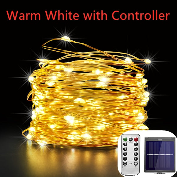 Dimmable LED Outdoor Solar String Lights Solar Christmas