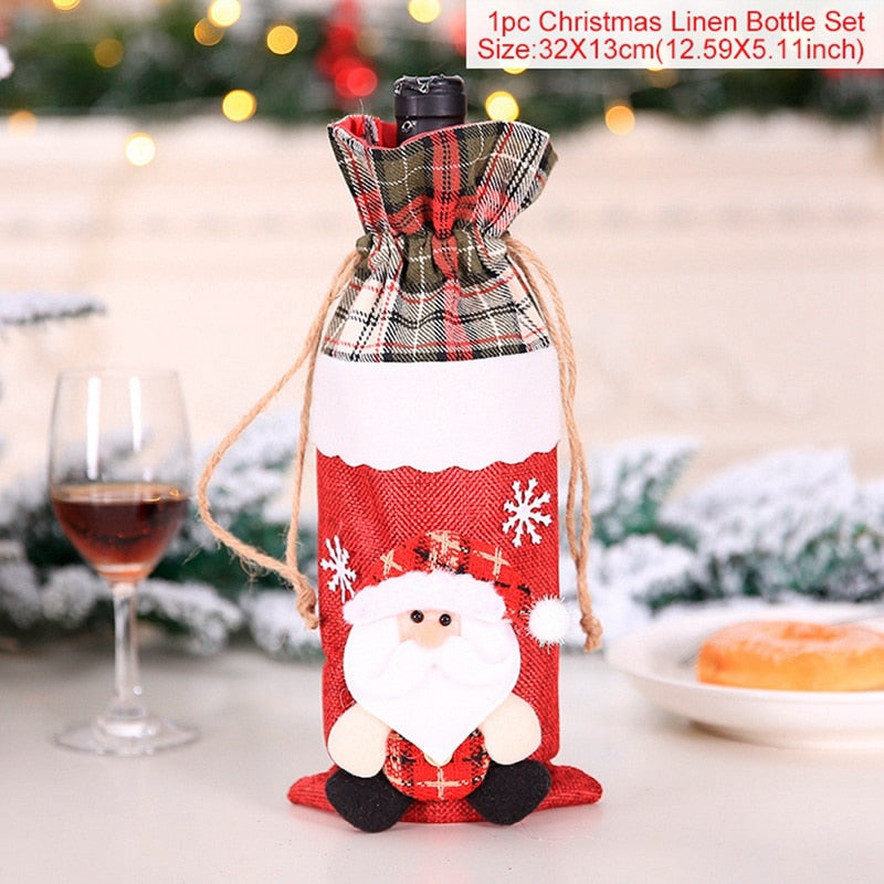 Christmas Santa Claus Wine Bottle Cover