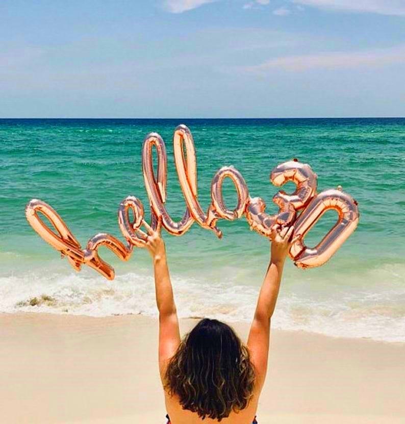 Rose Gold Hello 30 Baby Balloons number Balls Inflatable