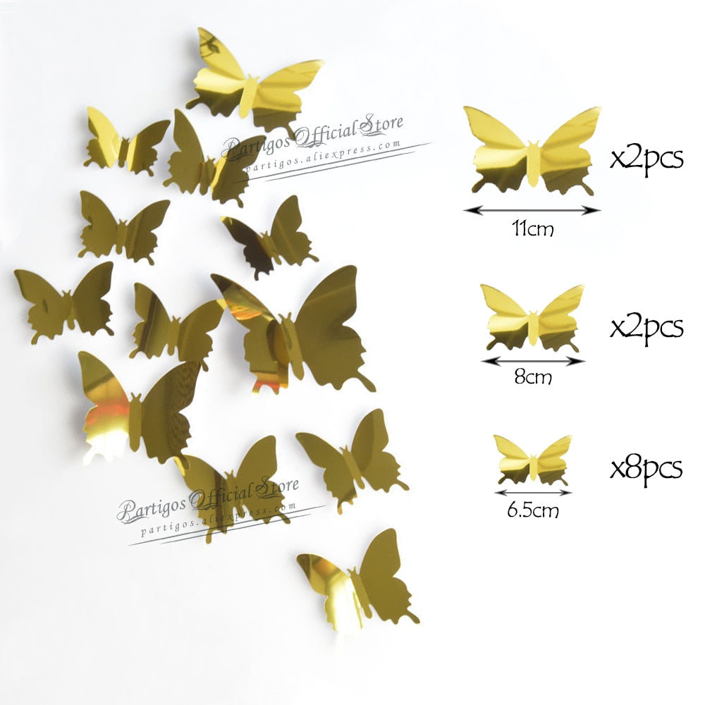 12Pcs 4D Hollow Butterfly Wall Wedding Decors